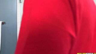 A man brutally fucked a pretty woman in the shower, using his impressive size