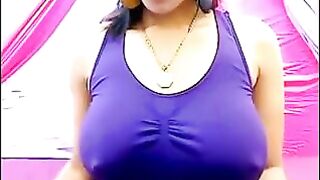 Her nipples are standing out of T-shirt and she's clearly excited