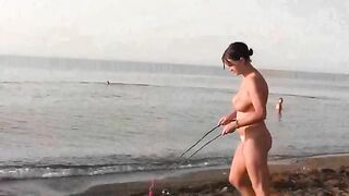 A sexy girl is not shy to show her body on the beach