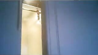 The wife in thongs is being chased around the apartment
