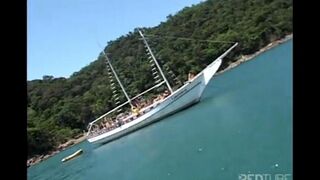 A bunch of bitches are ready to fuck on the yacht