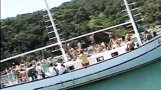 A bunch of bitches are ready to fuck on the yacht