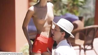Skinny brunette Gina Jerson gets her pussy railed by a huge dick