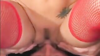 A chick in linen stockings sat on a guy's face
