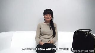Czech girl fucked with a condom at the casting, episode 1