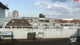 Brunette with beautiful big tits has sex on the roof in HD quality