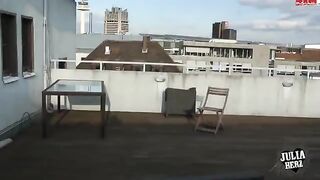 Brunette with beautiful big tits has sex on the roof in HD quality