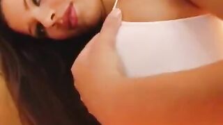 The girl masturbates her big porn pussy with a dildo