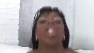 A black girl gave a stunning blowjob to her white man