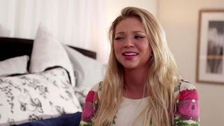 Two beautiful lesbians are stuck in bed and masturbate