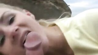 A girl got a sweet dessert from sperm on her face, it's epic!