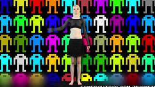 A sexy striptease of a blonde in front of a crowd of men