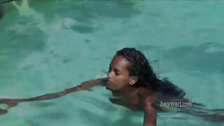 Erotic masturbation with a shaved pussy, featuring a stunning ebony beauty in 4K