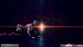 A hot brunette in leather, Christy Mack, rubs her pussy with pleasure