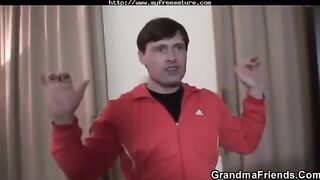 A mature man fucked his granddaughter and her grandson in her pussy