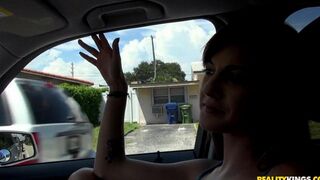 Skinny chick gets banged by a guy she picked up in the car