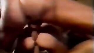 Sperm exchange between partners, hands passing on the cock, group action
