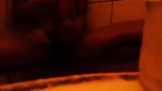 Firstly, the girl washed herself in the shower, and then played with herself