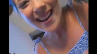 The midget fucked the hot babysitter with small natural tits