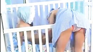 The midget fucked the hot babysitter with small natural tits