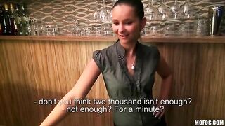 The pretty bartender agreed to have sex with a man