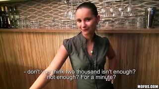 The pretty bartender agreed to have sex with a man