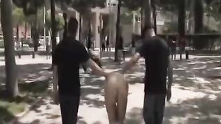 Group sex in public place with a camera recording