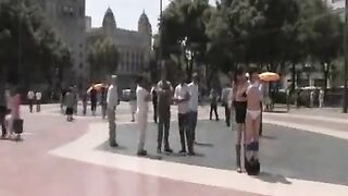 Group sex in public place with a camera recording