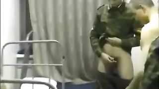 A crowd of soldiers fucked a girl in the barracks