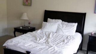 Two pretty girls have a tender sex on the bed, very erotic