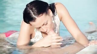 Russian beauty has sex right in the pool, showcasing her allure