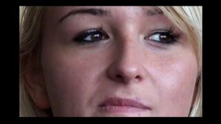 The girl got on her knees and started to suck the guy’s cock in a messy blowjob