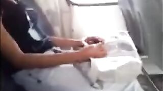 The handsome guy masturbates his huge dick while a beautiful girl is watching