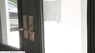 Skinny brunette takes a thick member in her juicy butt