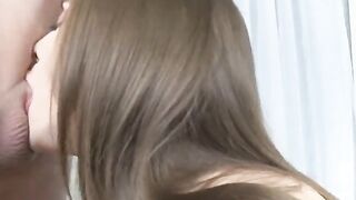 My sweet cock was sucked by a cute girl