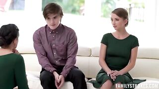 The stepson and his girlfriend are sharing holiday treats together