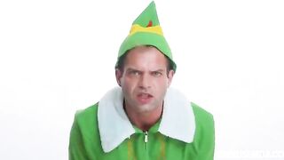 An elf comes to the window and a man lets her in