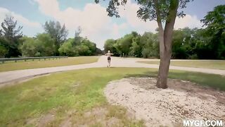 Outdoor fun with a girl in the park