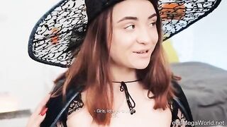 Lesbian sex in the Halloween night atmosphere