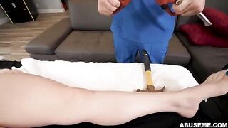 Rough sex with a cute girl and a man, she likes it hard