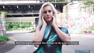 Blonde mature is getting banged on the city streets