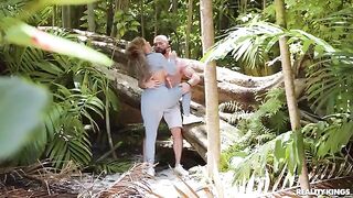 A man and woman have sex right in the woods, no one noticed