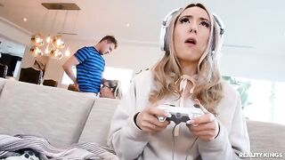 A hot nerd with glasses gets fucked in every hole by her boyfriend