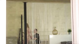 She is with two guys, and they fuck her together. A stunning sight!