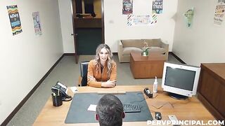 The druggie is fucking on the table right in the office