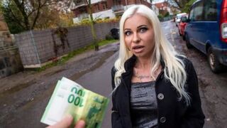 Blonde MILF is getting fucked on the street for cash