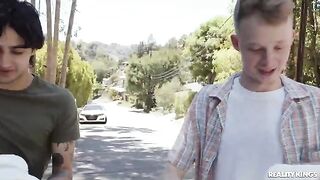 A hot MILF is getting fucked by two young boys