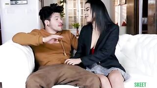 Girl Next Door gets a cock after doing a handjob