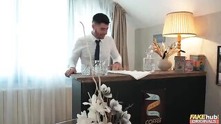 A guy made a cum shot right into the mouth of the madam