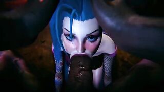 Jinx and Vi are getting fucked by a big black cock in 3D